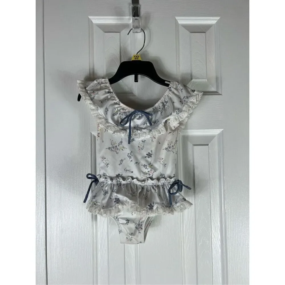 Well Dressed Wolf Wilding Girls Floral Ruffle Swimsuit Size 24m